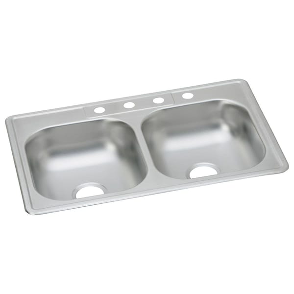 Dayton Stainless Steel 33 X 22 X 6-1/16 Equal Double Bowl Top Mount Sink